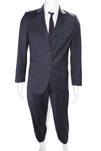 Lacoste Mens Collared Buttoned Drawstring Blazer Pants Suit Navy Size EUR 32 36