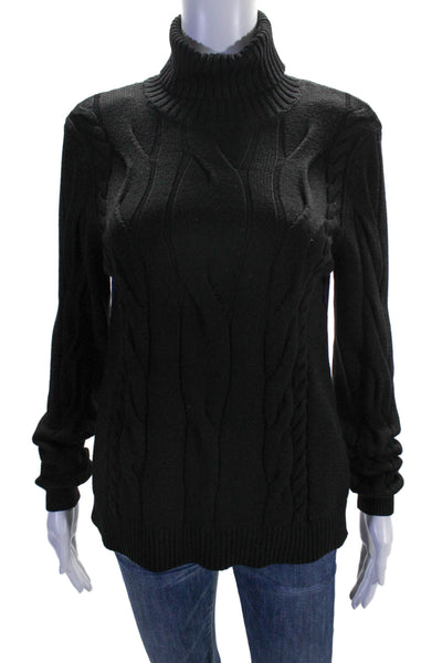 Karen Millen Womens Black Cable Knit Turtleneck Long Sleeve Sweater Top Size 3