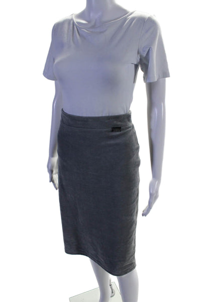 Calvin Klein Womens Back Zip Straight Long Skirt Gray Size Large