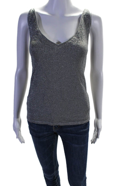 Dana Buchman Womens V neck Sleeveless Basic Top Gray Size Large