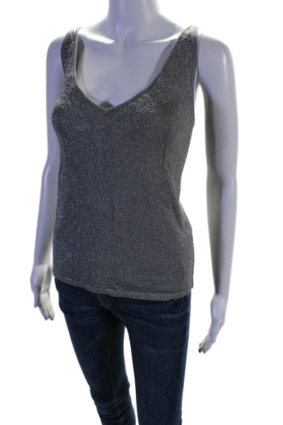 Dana Buchman Womens V neck Sleeveless Basic Top Gray Size Large