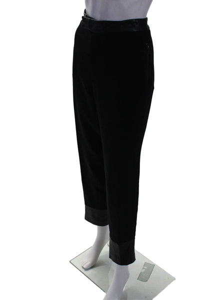 Rag & Bone Womens Leather Trim High Rise Slim Leg Dress Pants Black Size 12