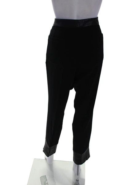 Rag & Bone Womens Leather Trim High Rise Slim Leg Dress Pants Black Size 12