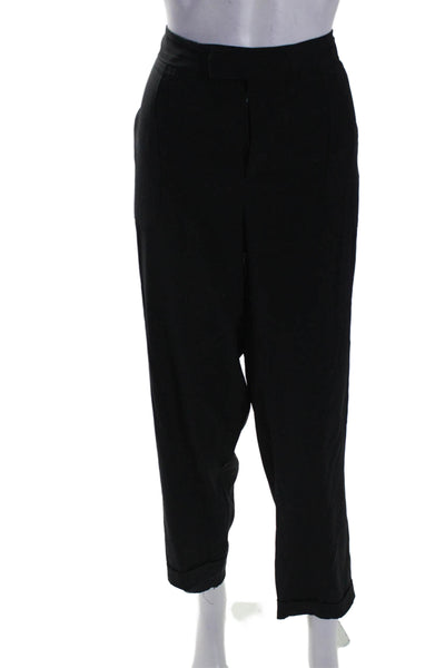 Rag & Bone Womens Silk High Rise Zip Up Slim Leg Dress Pants Black Size 12