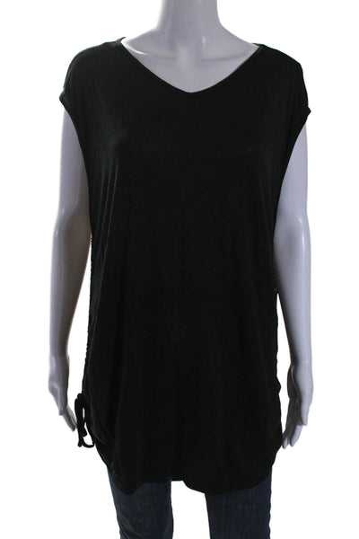 Malia Mills Womens Sleeveless Drawstring Sides Tank Top Black Size Large