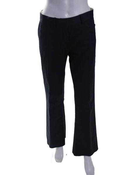 Theory Womens Mid Rise Creased Flare Leg Westside Pants Navy Blue Cotton Size 2