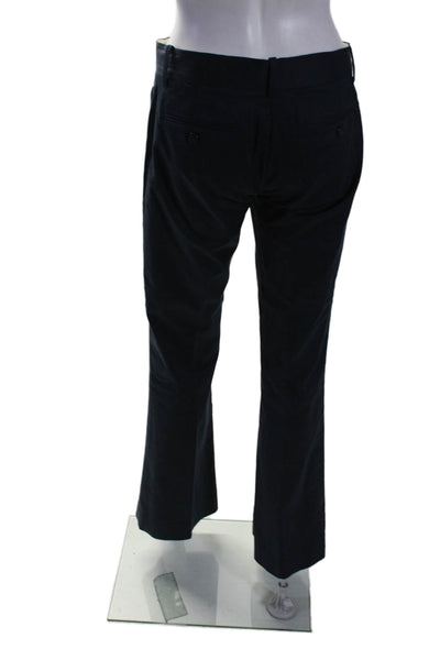 Theory Womens Mid Rise Creased Flare Leg Westside Pants Navy Blue Cotton Size 2