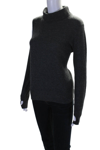 27 Miles Womens Cashmere Gray Cold Shoulder Turtleneck Sweater Top Size S