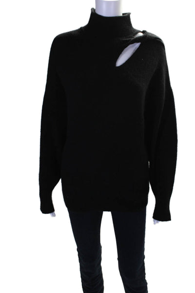 A.L.C. Womens Black Wool Blend Mock Neck Long Sleeve Pullover Sweater Top Size M