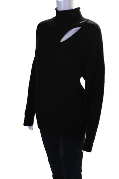 A.L.C. Womens Black Wool Blend Mock Neck Long Sleeve Pullover Sweater Top Size M