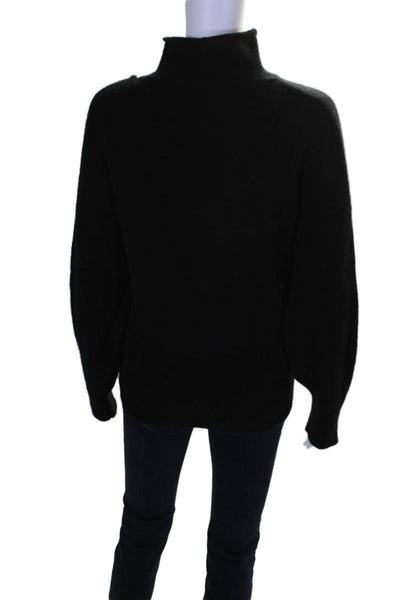 A.L.C. Womens Black Wool Blend Mock Neck Long Sleeve Pullover Sweater Top Size M