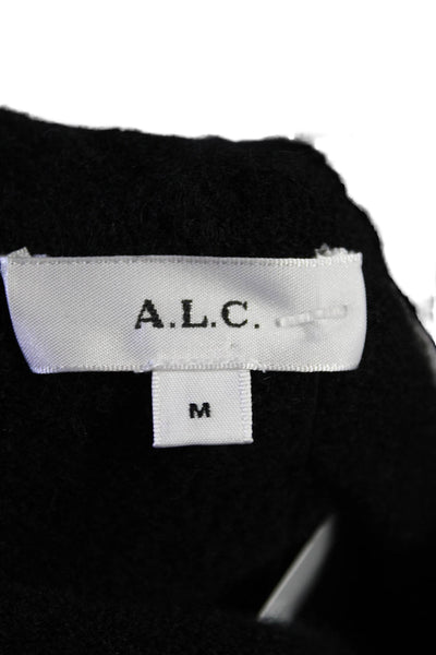 A.L.C. Womens Black Wool Blend Mock Neck Long Sleeve Pullover Sweater Top Size M