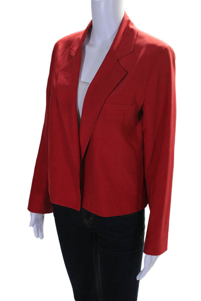 Wren Womens Silk Open Front Long Sleeves Cropped Jacket Red Size Medium