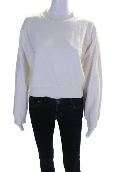 Cotton Citizen Womens Long Sleeves Crew Neck Sweatshirt White Cotton Size Large