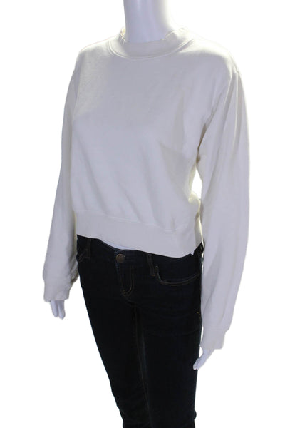 Cotton Citizen Womens Long Sleeves Crew Neck Sweatshirt White Cotton Size Large