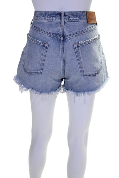 Moussy Womens Denim Button Up Light Wash Cut Off Shorts Blue Cotton Size 26