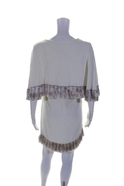 Alexis Womens Slip-On Fringed Trimmed Layered A-Line Maxi Skirt White Size XS