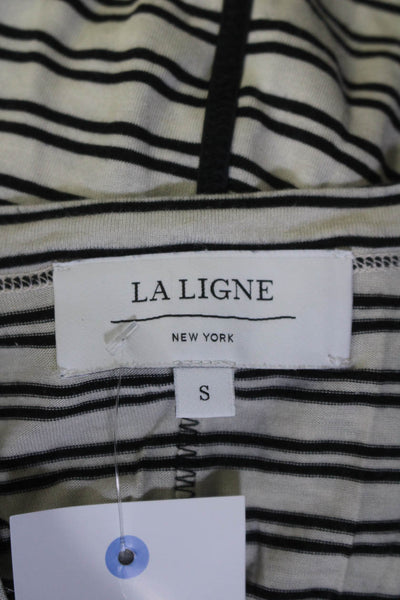 La Ligne Womens Button Front Long Sleeve Striped T Shirt White Size Small