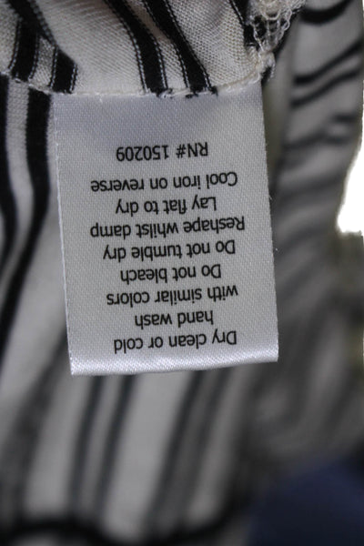 La Ligne Womens Button Front Long Sleeve Striped T Shirt White Size Small