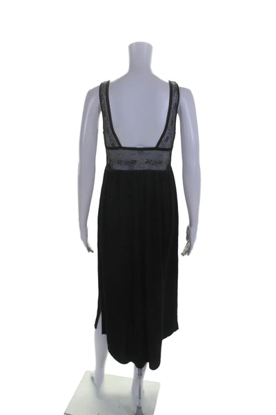 Eberjey Womens Sleeveless V Neck Pullover Long Dress Black Size Small