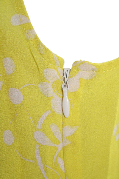 A.L.C. Womens Silk Floral Print Ruched Sleeveless Maxi Dress Yellow Size 8