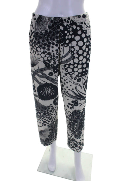 Bryn Walker Womens Cotton Abstract Elastic Waist High-Rise Pants Navy Size M