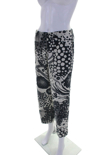 Bryn Walker Womens Cotton Abstract Elastic Waist High-Rise Pants Navy Size M