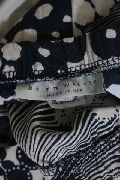 Bryn Walker Womens Cotton Abstract Elastic Waist High-Rise Pants Navy Size M