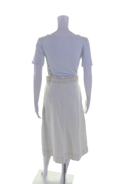 Sea New York Womens Cotton Two Pocket Elastic Waist Mid-Calf Skirt White Size S