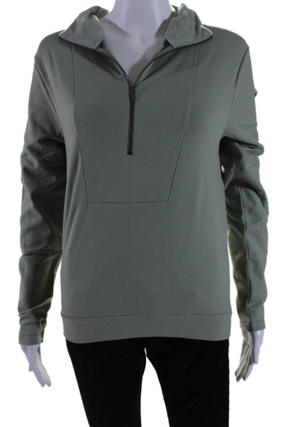 Aday Womens High Neck Long Sleeve Half Zip  Warm All Year Pullover Sage Size XS