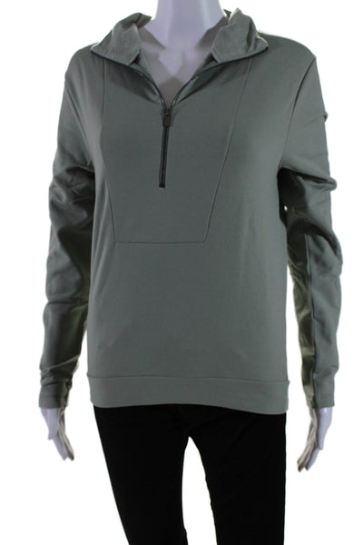 Aday Womens High Neck Long Sleeve Half Zip  Warm All Year Pullover Sage Size XS