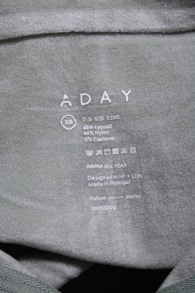 Aday Womens High Neck Long Sleeve Half Zip  Warm All Year Pullover Sage Size XS