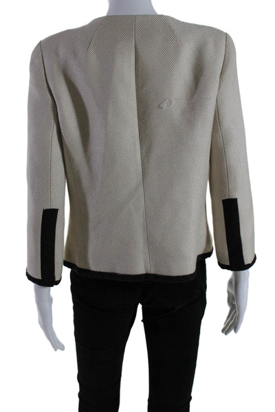 L.K.Bennett Womens Beige Cotton Blend Crew Neck Long Sleeve Jacket Size 8