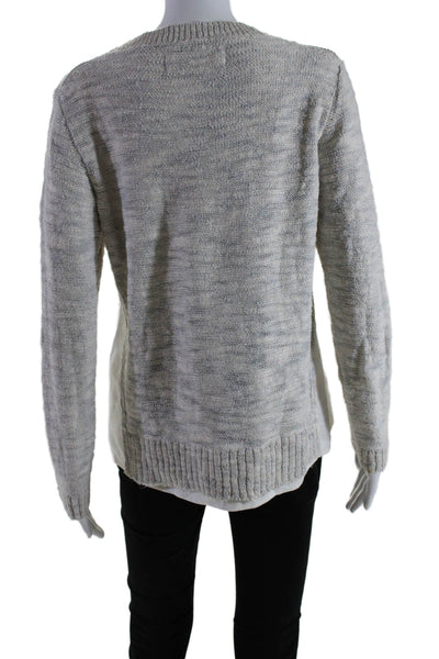 Lafayette 148 New York Womens Cotton Fabric Block Knitted Sweater Gray Size S