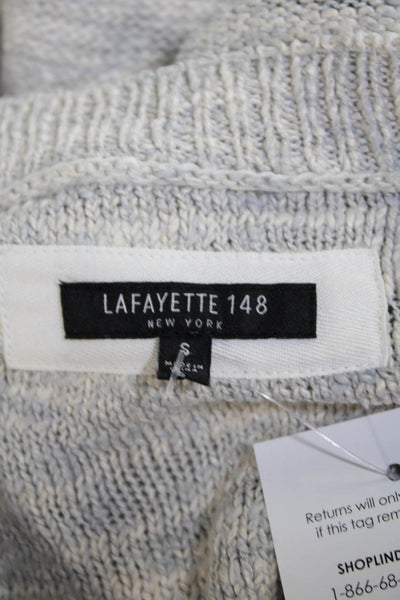 Lafayette 148 New York Womens Cotton Fabric Block Knitted Sweater Gray Size S