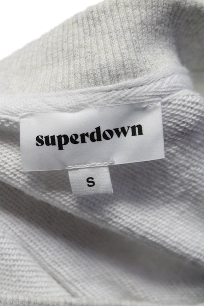 Superdown Womens Cropped Long Sleeves Sweatshirt White Grey Cotton Size Small