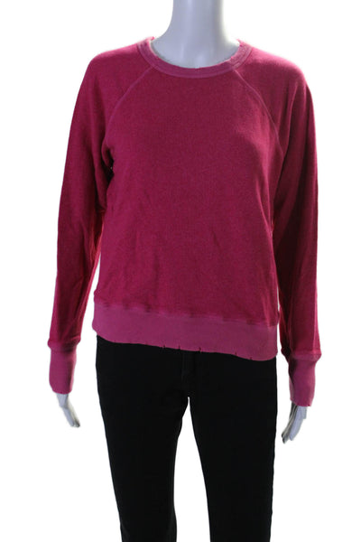 Philanthropy Womens Long Sleeves Pullover Sweatshirt Pink Cotton Size Small