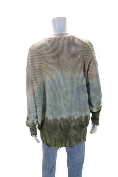 YFB Womens Cotton Tie Dye Print Knitted V-Neck Long Sleeve Cardigan Blue Size S