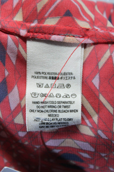 Free People Womens Long Sleeve Button Collar Sheer Blouse Red Size XS