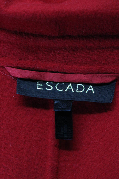 Escada Womens Button Down Long Sleeves Jacket Red Wool Blend Size EUR 38