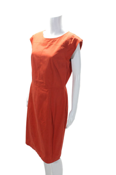 Derek Lam Womens Short Sleeves Knee Length Sheath Dress Orange Cotton Size 10