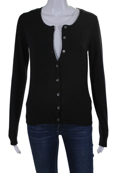 Theory Womens Long Sleeves Lizzy New Steady Cardigan Sweater Black Size Small