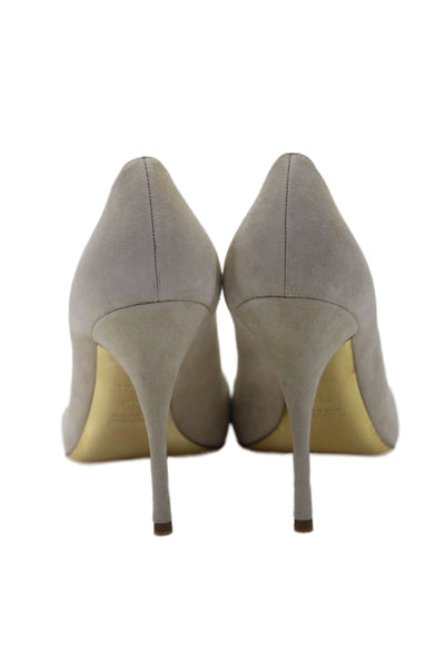 Miu Miu Womens Suede Open Toe Slim Heel Pumps Natural Beige Size 37.5 7.5