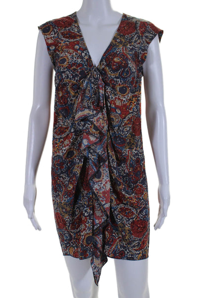 Thakoon Womens Silk Graphic Button Accented Ruffled Dress Multicolored Size 6