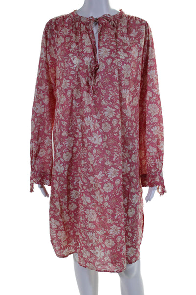 J Crew Womens Floral Print Key Hole Neck Shirt Dress Pink Size Extra Large