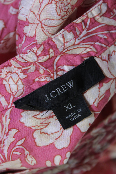 J Crew Womens Floral Print Key Hole Neck Shirt Dress Pink Size Extra Large