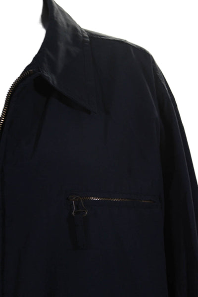 Giorgio Armani Womens Front Zip Collared Lightweight Jacket Navy Blue Size IT 42