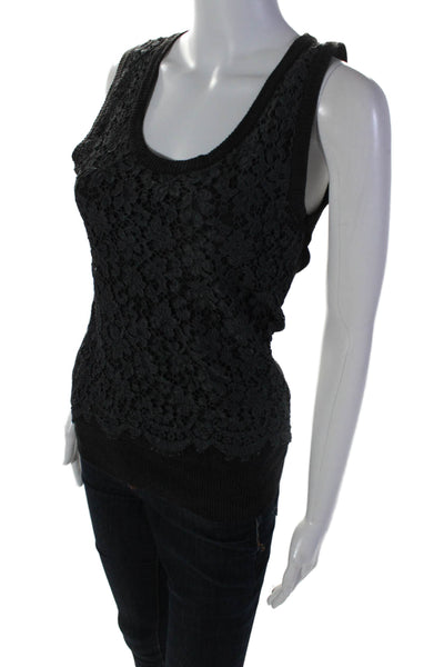 Dolce & Gabbana Womens Lace Ribbed Sleeveless Shell Sweater Gray Size EUR 40