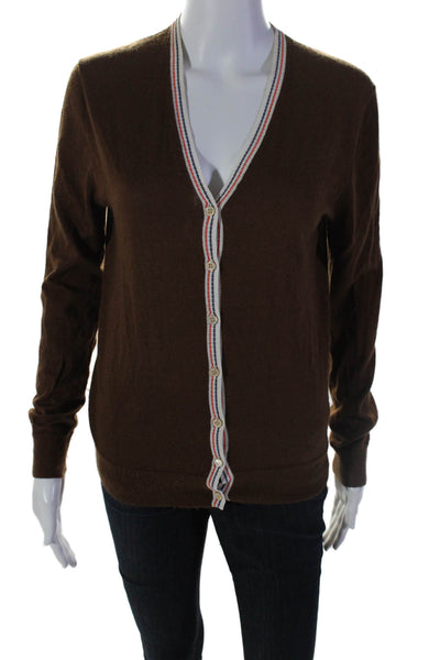 Derek Lam Womens Long Sleeves Button Down Cardigan Sweater Brown Size Small