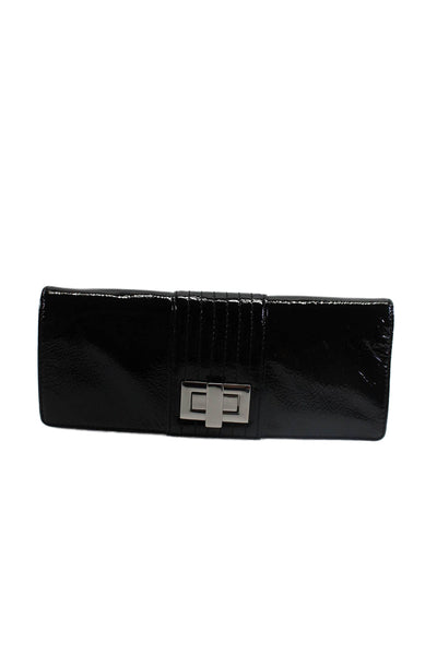 Kooba Womens Shiny Black Turn Lock Flap Clutch Bag Handbag